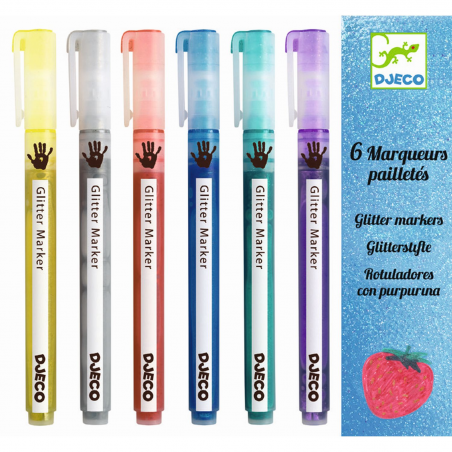 6 Glitzer Marker: Glitter Pencil von Djeco