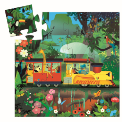 Silhouette Puzzle 16 Teile Lokomotive im Dschungel von Djeco