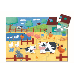 Silhouette Puzzle 24 Teile Die Kühe auf der Farm von Djeco