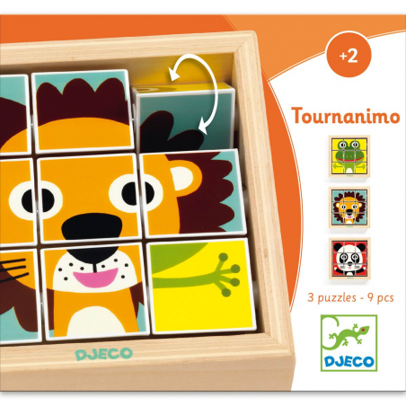 3x3 Holzwürfel Drehpuzzle Tournanimo von Djeco