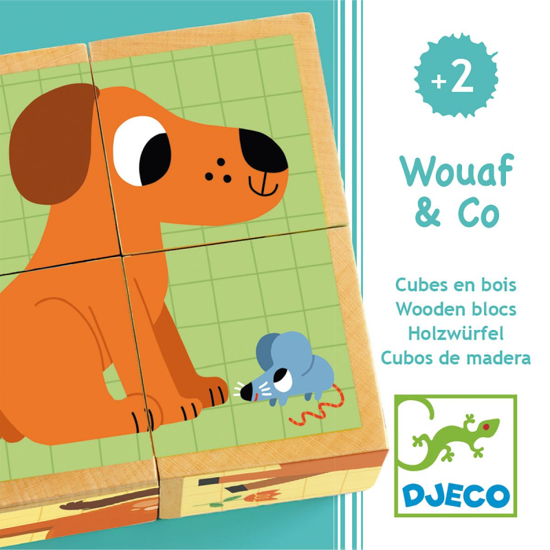 2x2 Holzwürfel Puzzle Wouaf & Co von Djeco