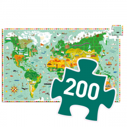 Entdeckerpuzzle Reise um die Welt - 200 Teile von Djeco