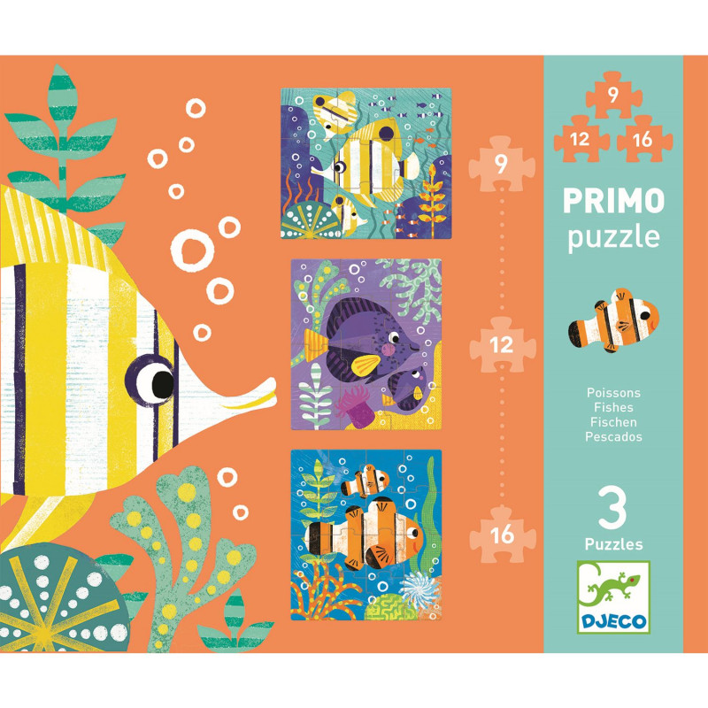 PRIMO Puzzle: Fische Fishes 9, 12, 16 Stk. von Djeco